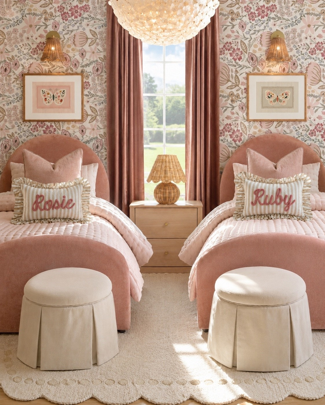 The sweetest shared space in florals and textiles 

#bedroom #kids #kidsbedroom #wallpaper