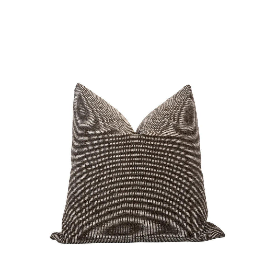 HARVEY || Woven Brown Pillow Cover Brown Stripe Pillow Dark Brown Pillow Cover Textured Brown Pil... | Etsy (US)