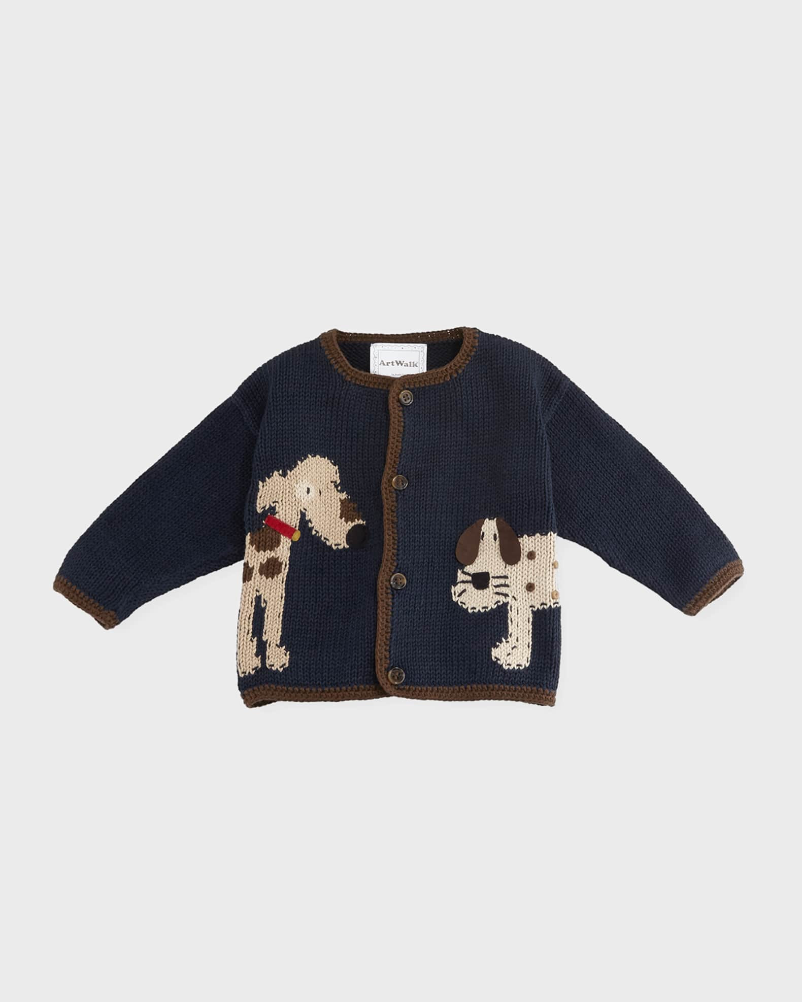 Woof Woof Cotton Button-Front Sweater, Blue, Size 6-24 Months | Neiman Marcus
