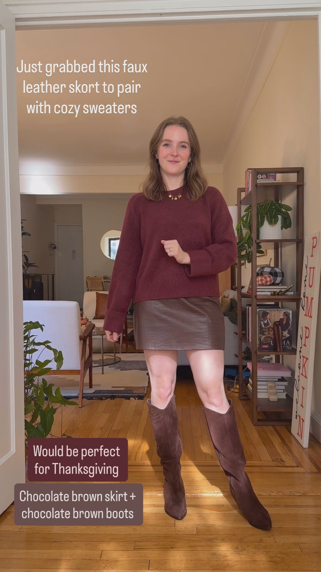 Fall outfits: chocolate brown corduroy pants small faux leather skort. 7 suede boots

#LTKSaleAlert #LTKStyleTip