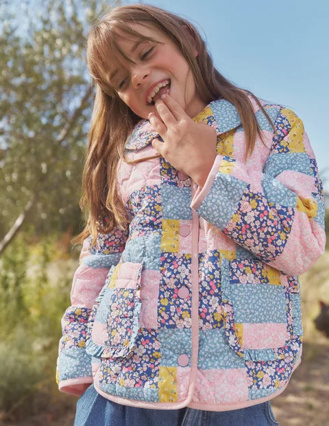 Quilted Collared Jacket - Patchwork Floral | Boden US | Boden (US)