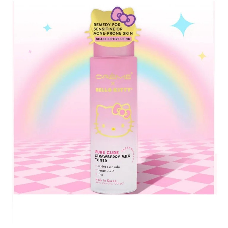 The Crème Shop, Hello Kitty Pure Cure Strawberry Milk Toner, Klean Beauty, 6.76 fl oz | Walmart (US)