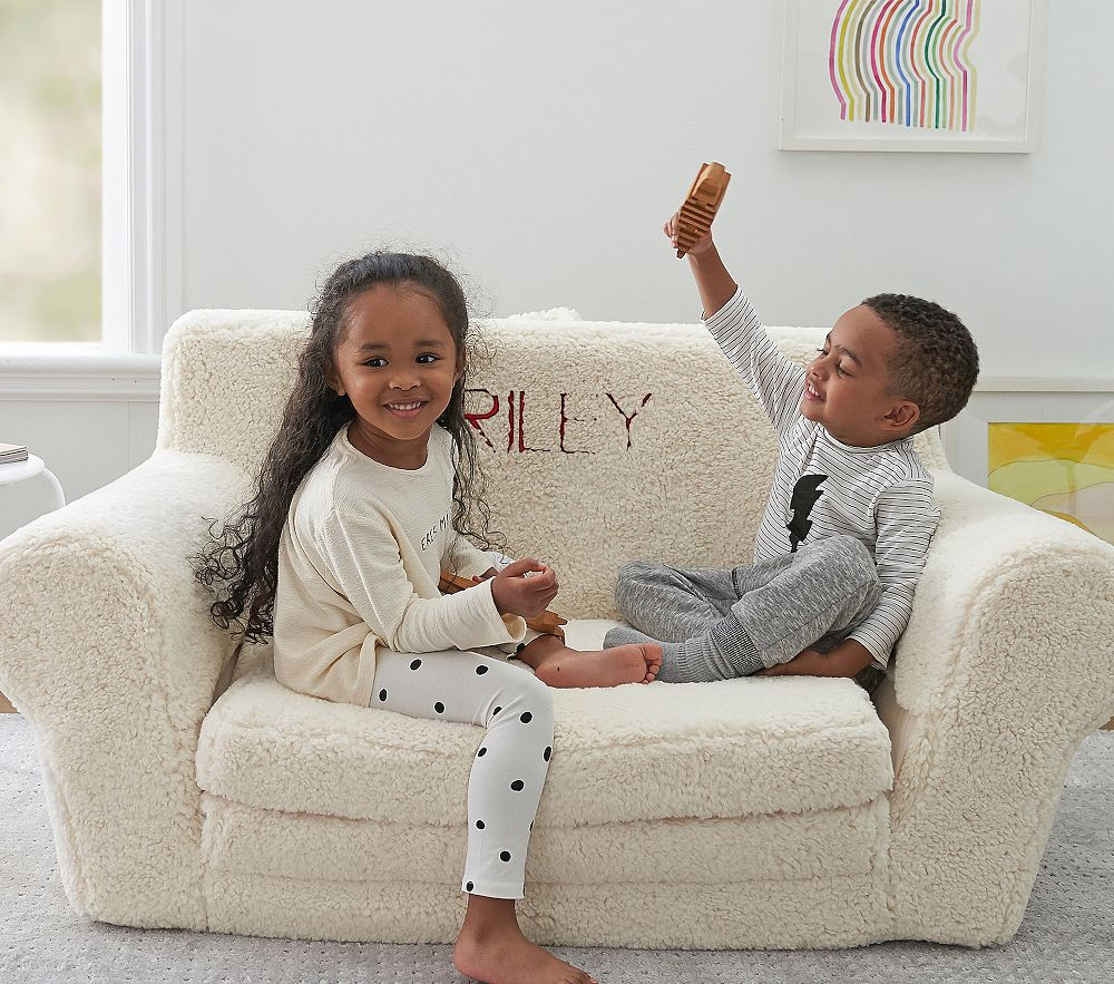 Anywhere Sofa Lounger®, Cream Sherpa | Pottery Barn Kids