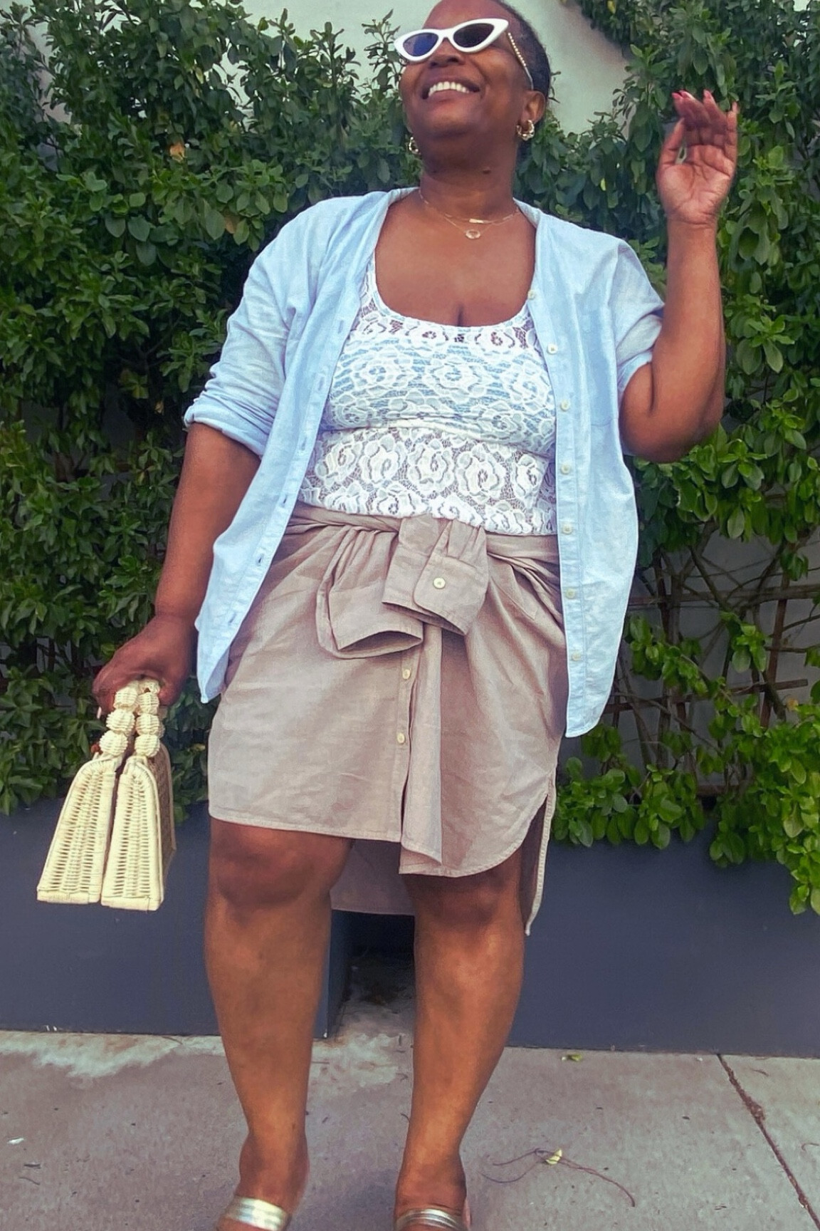 Yes, that’s a shirt styled as a skirt! Reason 1001 that I love this button down shirt from Anthropologie. For a cleaner look I just folded the collar into the neck. An absolutely fun look and especially for your travel! 

#LTKMidsize #LTKStyleTip #LTKOver40