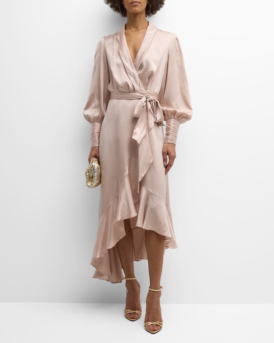 Zimmermann Silk Wrap Midi Dress | Neiman Marcus