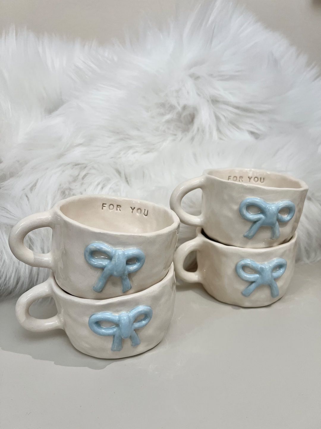 Blue Bow/ribbon Coffee Mug,handmade Ceramics Special Mug,mugs,3d, Blue Bow Cup,valentines Day Gif... | Etsy (US)