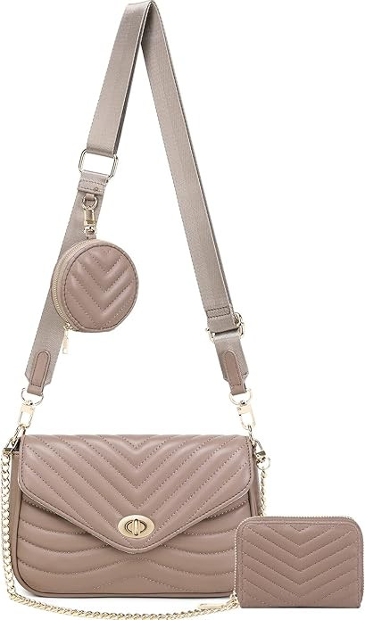 JEEHAN Quilted Crossbody Bags for women Designer Shoulder Handbags Small Purse | Amazon (US)
