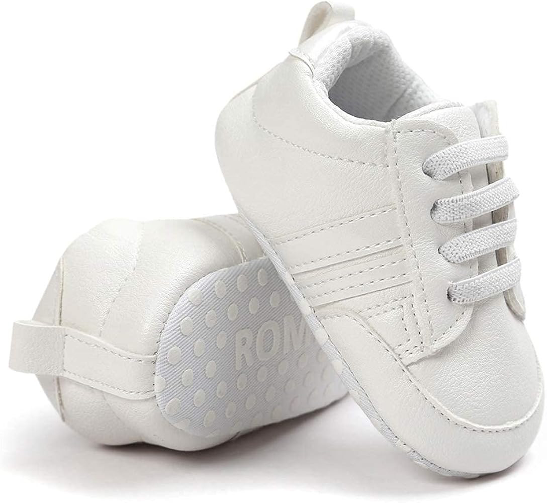 KIDSUN Infant Baby Boys Girls Sneaker Leather Soft Sole Anti-Slip Newborn Toddler White Casual Sh... | Amazon (US)