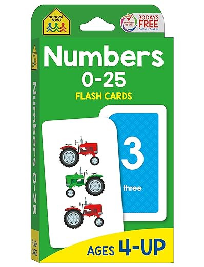 School Zone Numbers 0-25 Flash Cards: Toddler, Preschool, Kindergarten, Learn Math, Addition, Sub... | Amazon (US)