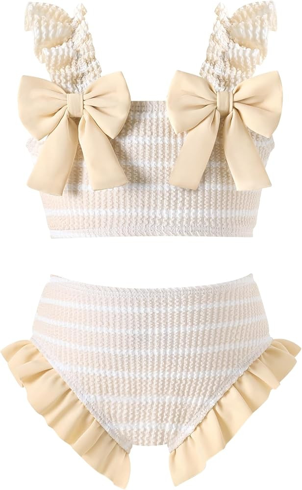 Happy Town Baby Girl Swimsuit Toddler Bathing Suit Girls Summer Ruffle Bowknot Beach Bikini Tanki... | Amazon (US)