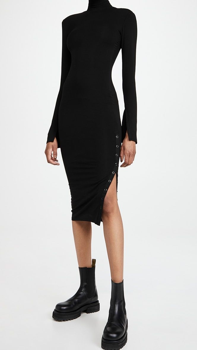 Rib Mock Neck Midi Dress | Shopbop