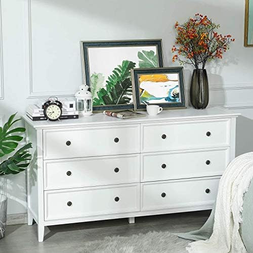 Hasuit 6 Drawer Double Dresser, Solid Wood Dresser Chest with Wide Storage Space, Storage Tower C... | Amazon (US)