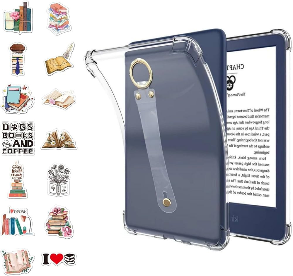 DaFong Hand-Strap Clear Case with 50 Sticker(Read More Book Pattern) for 6.8" Kindle Paperwhite 1... | Amazon (US)