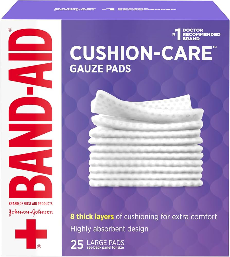 BAND-AID Brand Absorbent Cushion Care Sterile Square Gauze Pads for First Aid Protection of Minor... | Amazon (US)