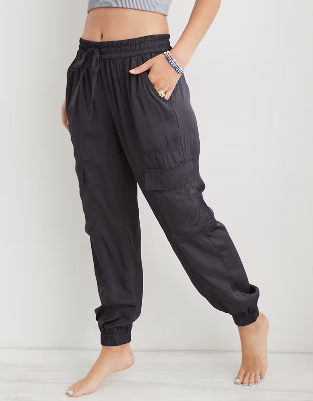 Aerie Satin Cargo Jogger | Aerie