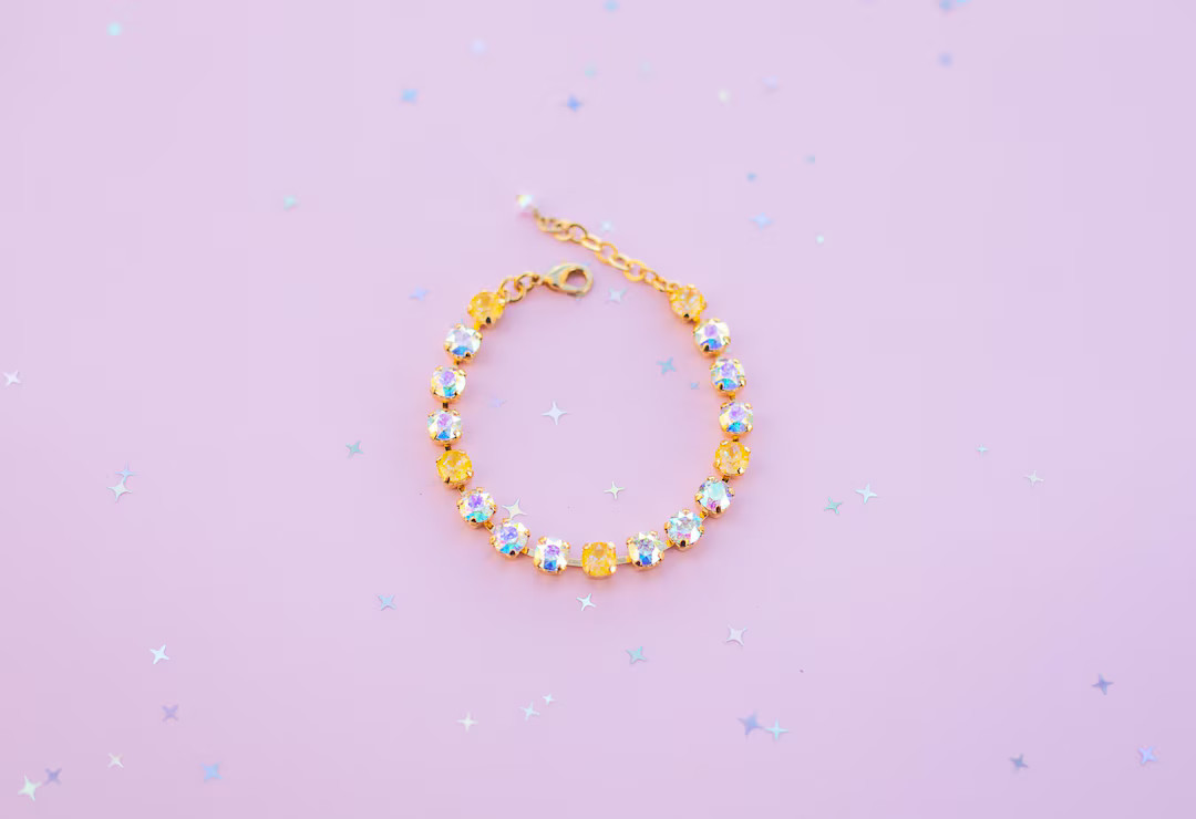 6mm Bracelet Sunshine Delite Sparkle - Choose Setting Color and Length - Etsy | Etsy (US)