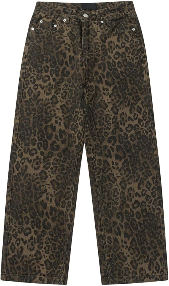 Y2k Jeans Cheetah Print Jeans Oversized Wide Leg High Waisted Cargo Pants Leopard Print Pants for... | Amazon (US)