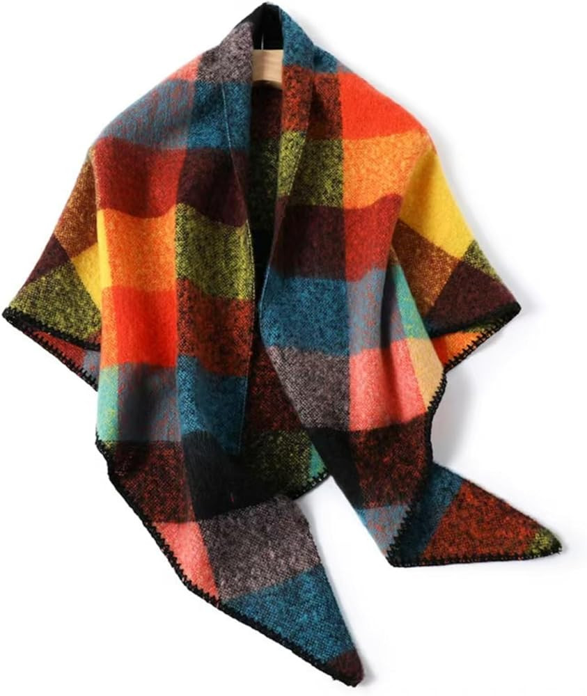 Womens Fall Winter Scarf Plaid Oversized Large Triangle Blanket Scarves Fashion Soft Shawl Wrap | Amazon (US)