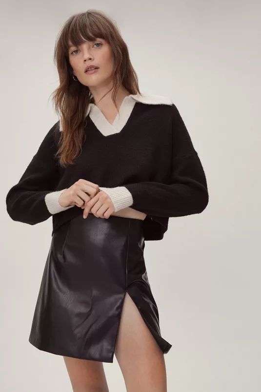 Recycled Contrast Collared Jumper | NastyGal (UK, IE)