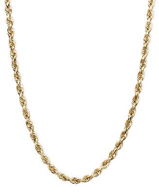 14k Gold Necklace, 18" Rope Chain (1-3/4mm) | Macys (US)