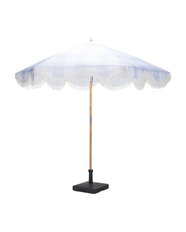 Round Gingham Fringe Patio Umbrella | TJ Maxx