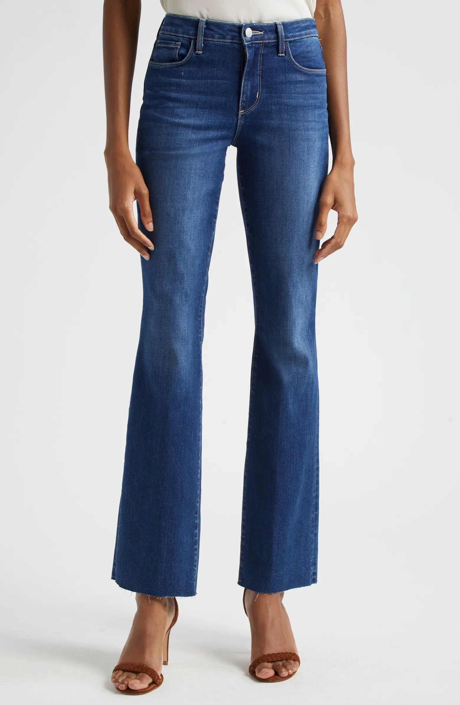 L'AGENCE Ruth High Waist Raw Hem Straight Leg Jeans | Nordstrom | Nordstrom