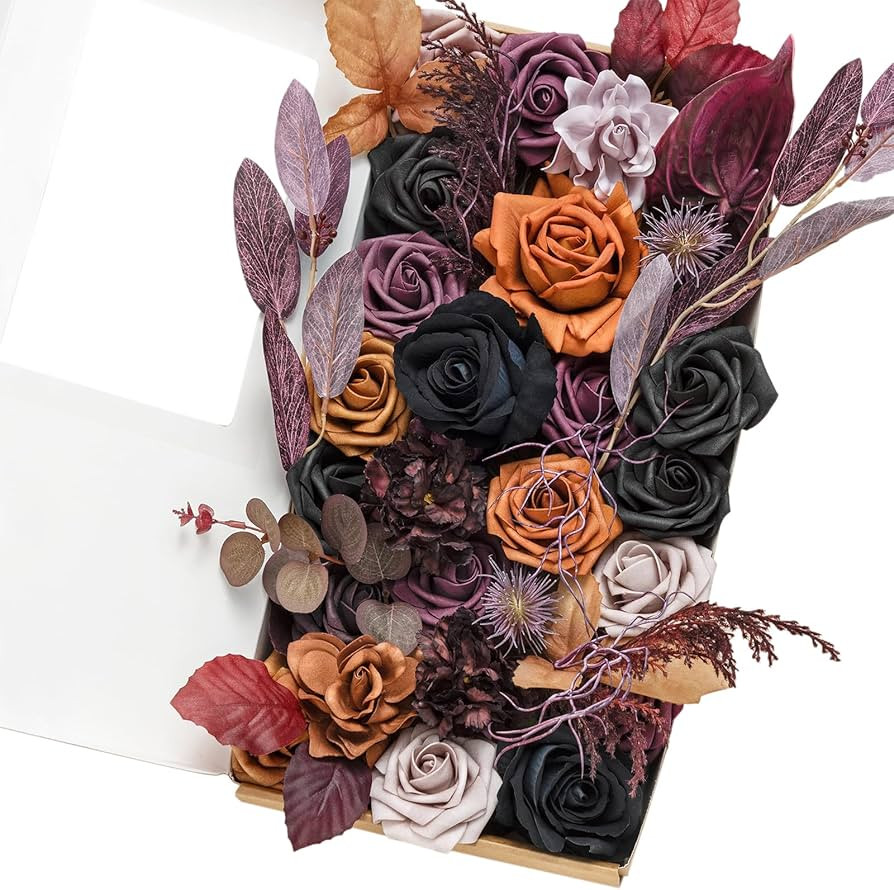 Amazon.com: Ling's Moment Halloween Purple Artificial Flowers and Greenery Deluxe Combo Box Set, ... | Amazon (US)