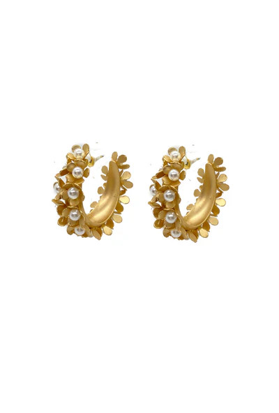 Petite Fleur Hoops - Gold Pearl | Shop BURU