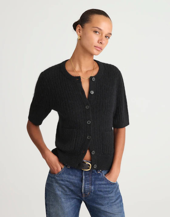 Patch-Pocket Puff-Sleeve Cardigan | Madewell