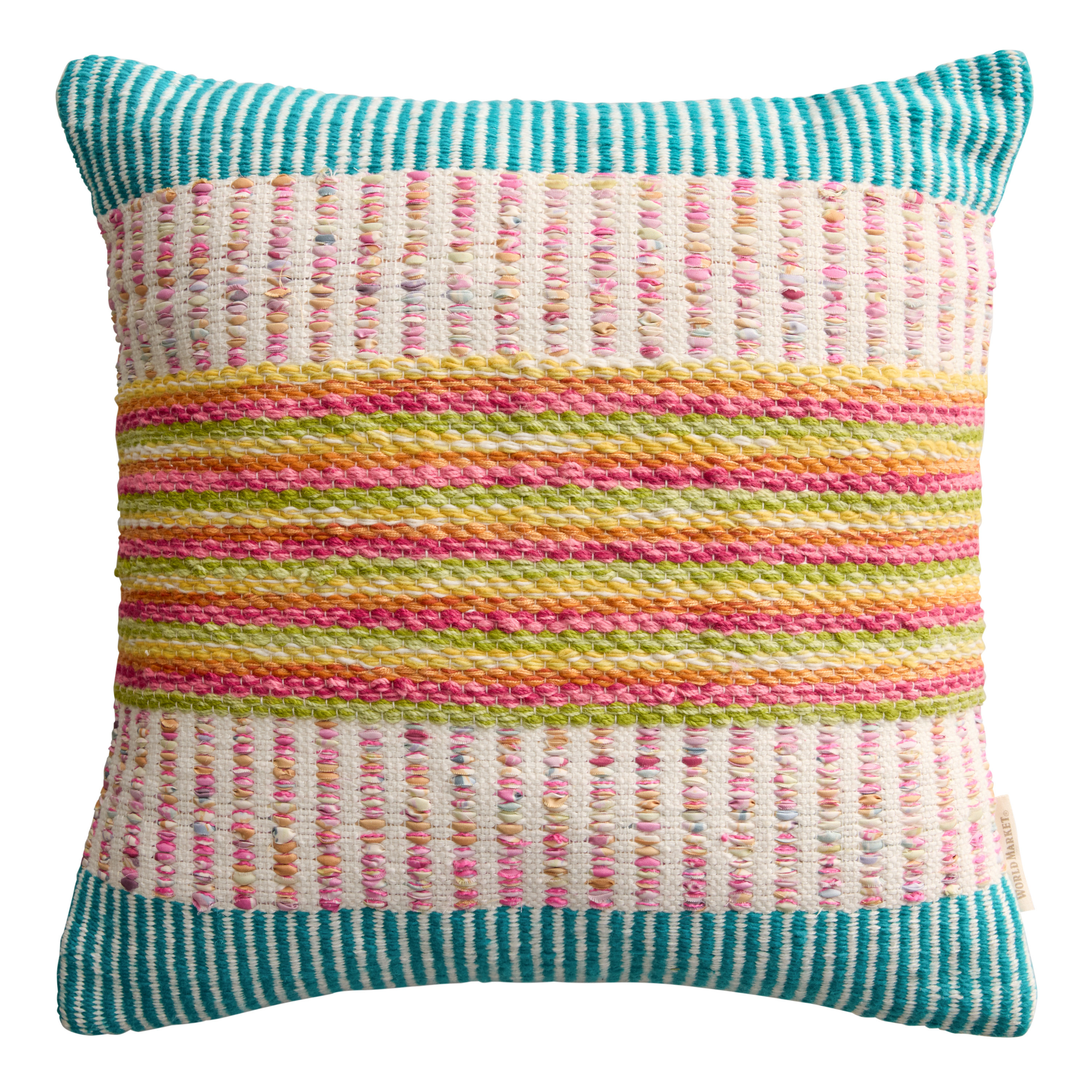 Bright Stripe Chindi Indoor Outdoor Throw Pillow | World Market