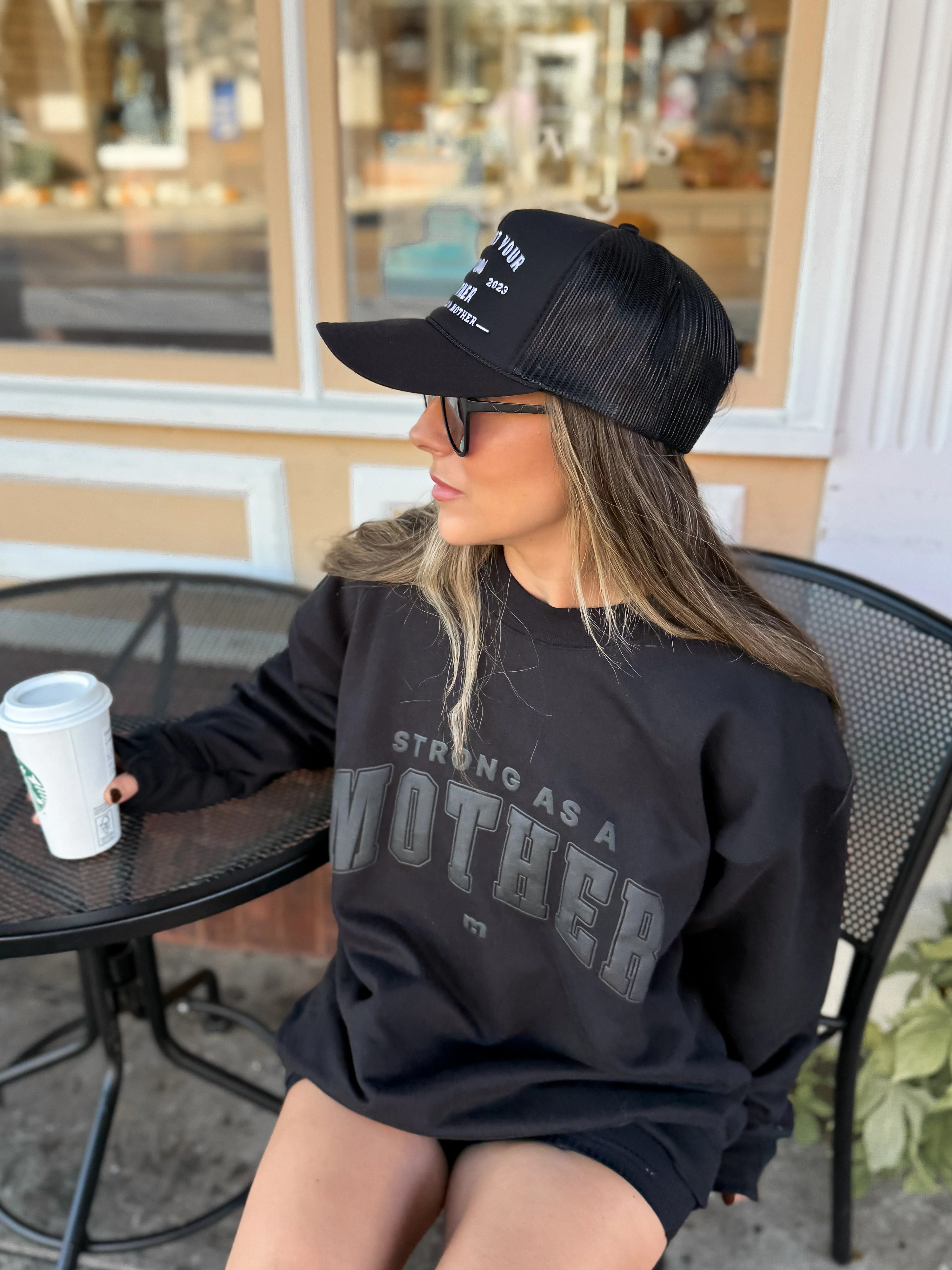 Strong as a mother® Varsity Sweatshirt- Black | Mother Hats