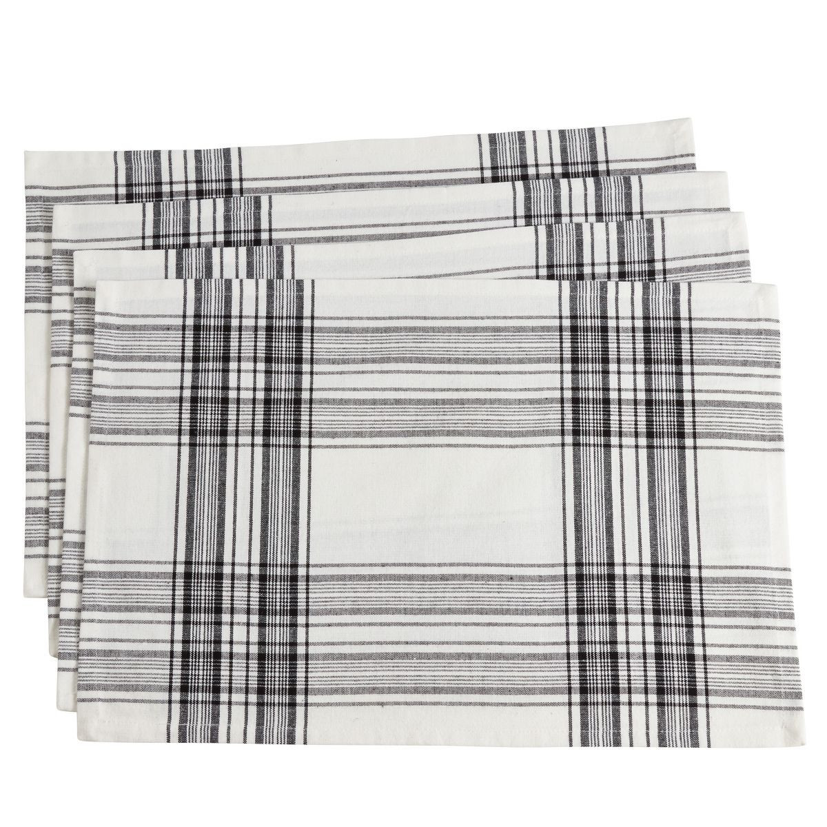 Saro Lifestyle Saro Lifestyle Plaid Pattern Cotton Table Placemats (Set of 4), Black, 14"x20" | Target