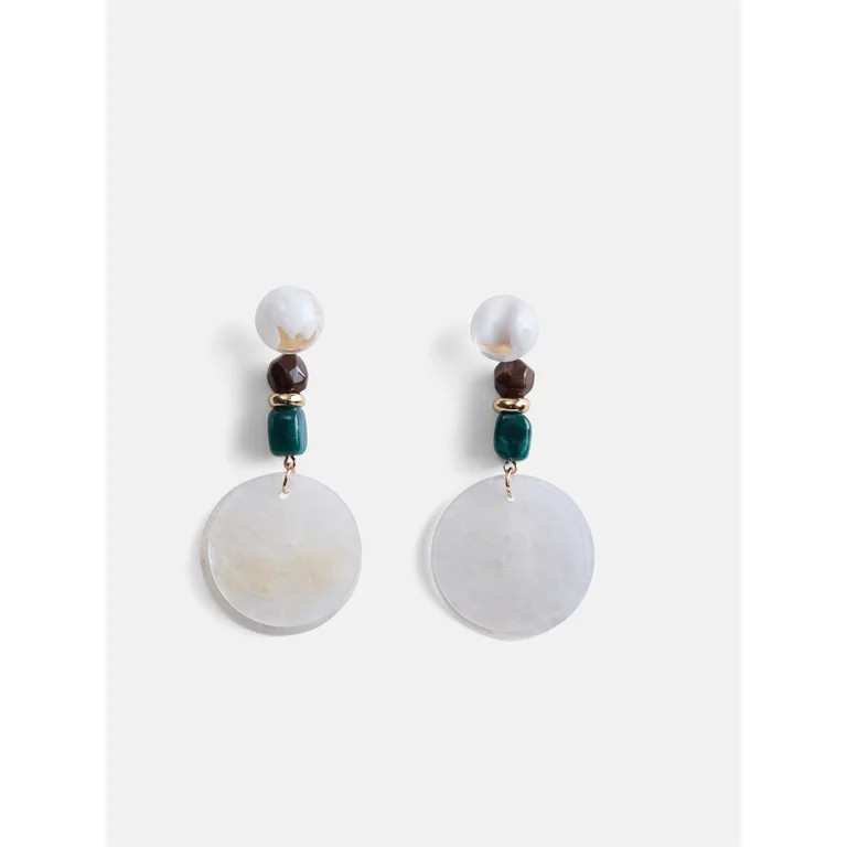 Scoop Women's Gold Tone Beaded Shell Earrings, 1 Pair | Walmart (US)