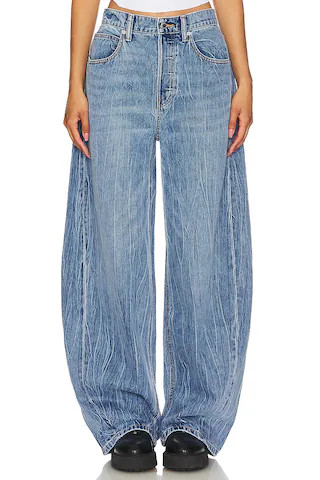 Alexander Wang Oversized Rounded Low Rise Jean Creased Wash in Vintage Light Indigo from Revolve.... | Revolve Clothing (Global)