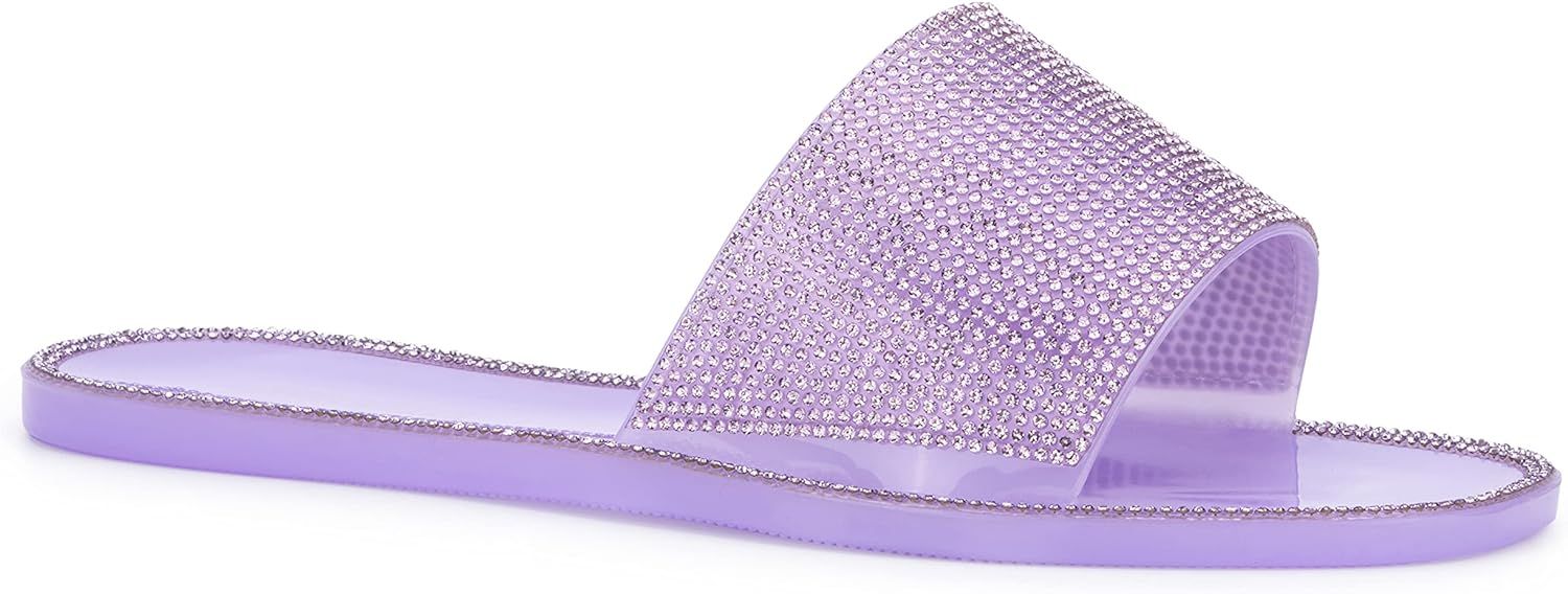 Olivia Miller Women’s Fashion Ladies Shoes, Barleycove PVC Jelly w Embellished Glitter Rhinesto... | Amazon (US)