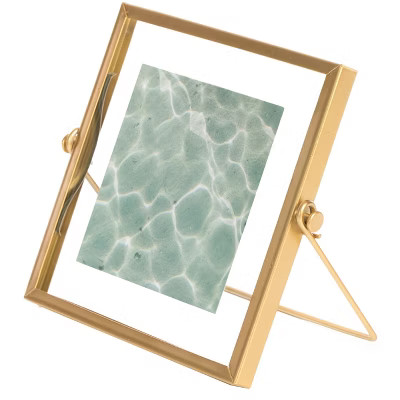 Fabulaxe Modern Metal Floating Tabletop Square Photo Picture Frame with Glass Cover and Easel Sta... | Target