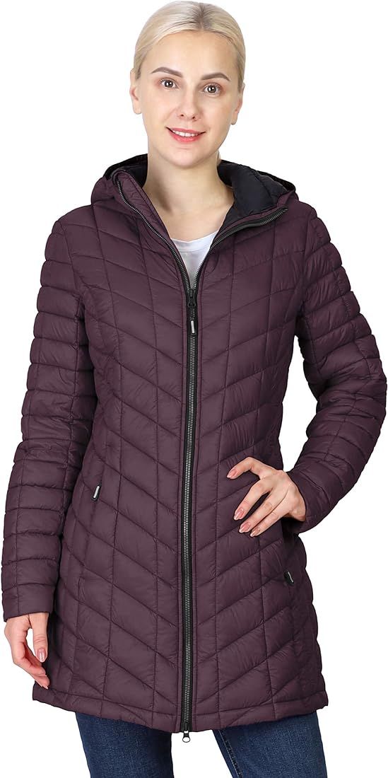 Outdoor Ventures Women's Maryan Hooded Ultra Lightweight Warm Thermolite Long Puffer Coat | Amazon (US)