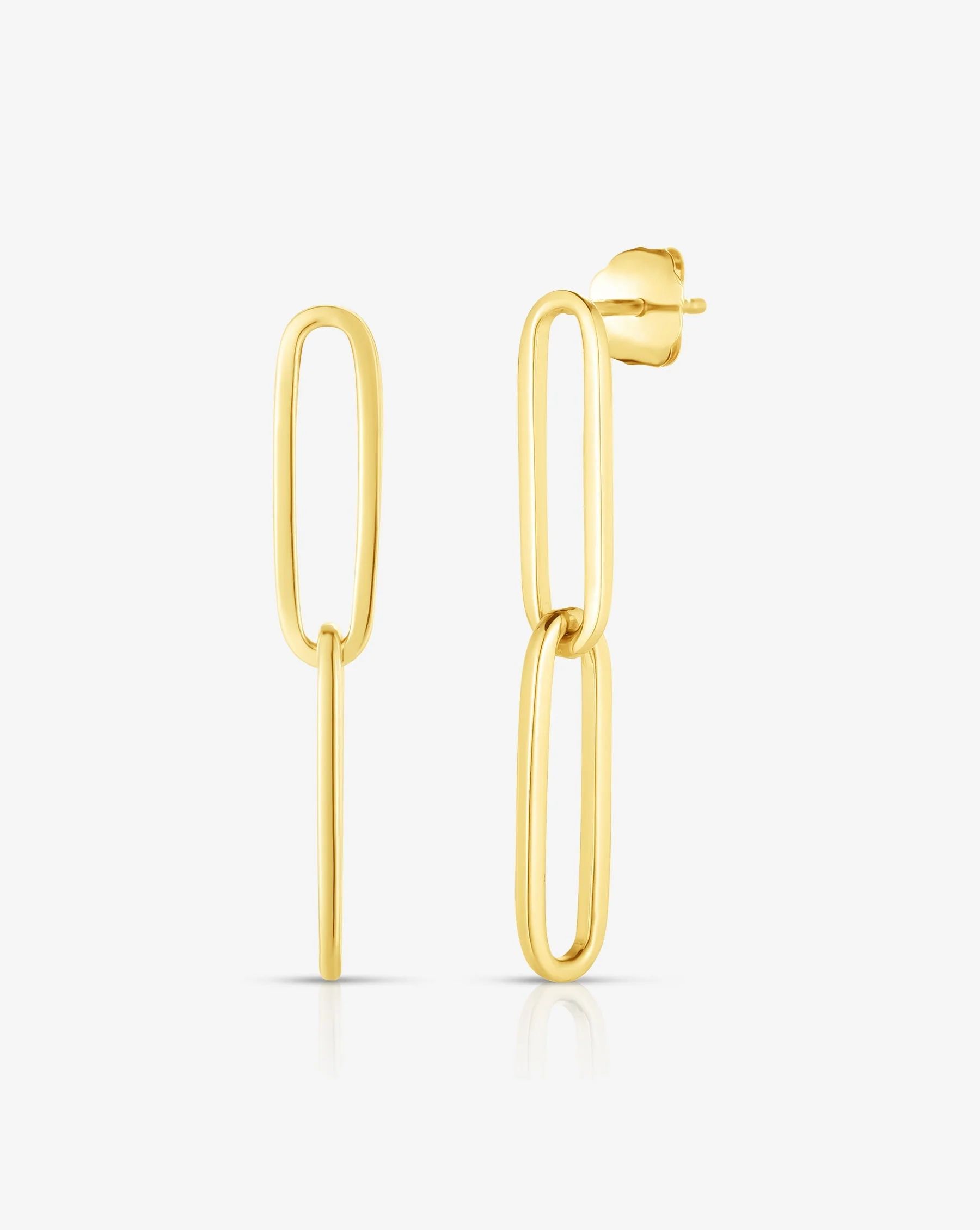 Gold Link Drop Earrings | Ring Concierge
