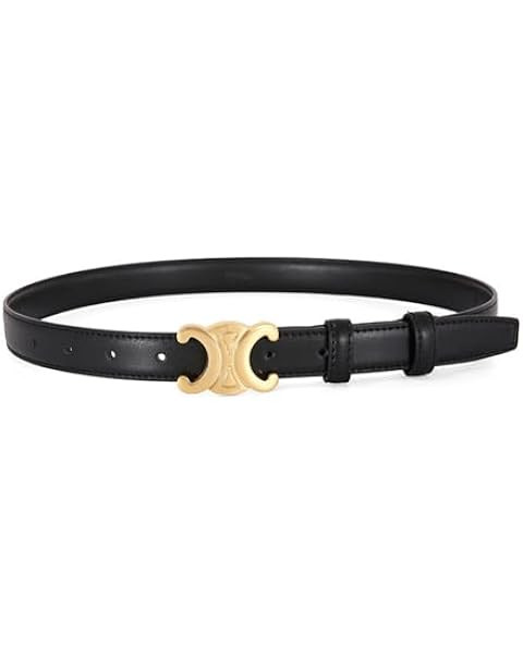 Women's Fashion PU Faux Leather Gold Buckle Waist 2.5cm Thin Belts for Jeans Pants Dresses | Amazon (US)