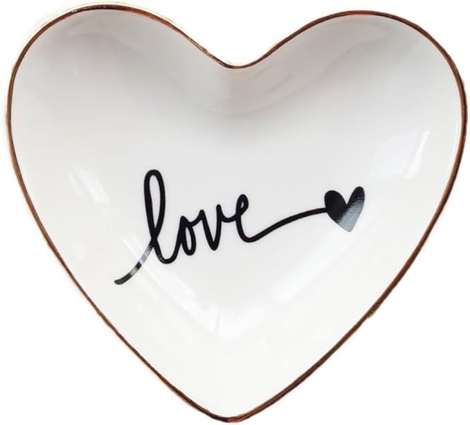 CHOOLD Original Ceramic Heart Shape Ring Dish Holder Jewelry Tray Dish Trinket Holder Jewelry Holder | Amazon (US)