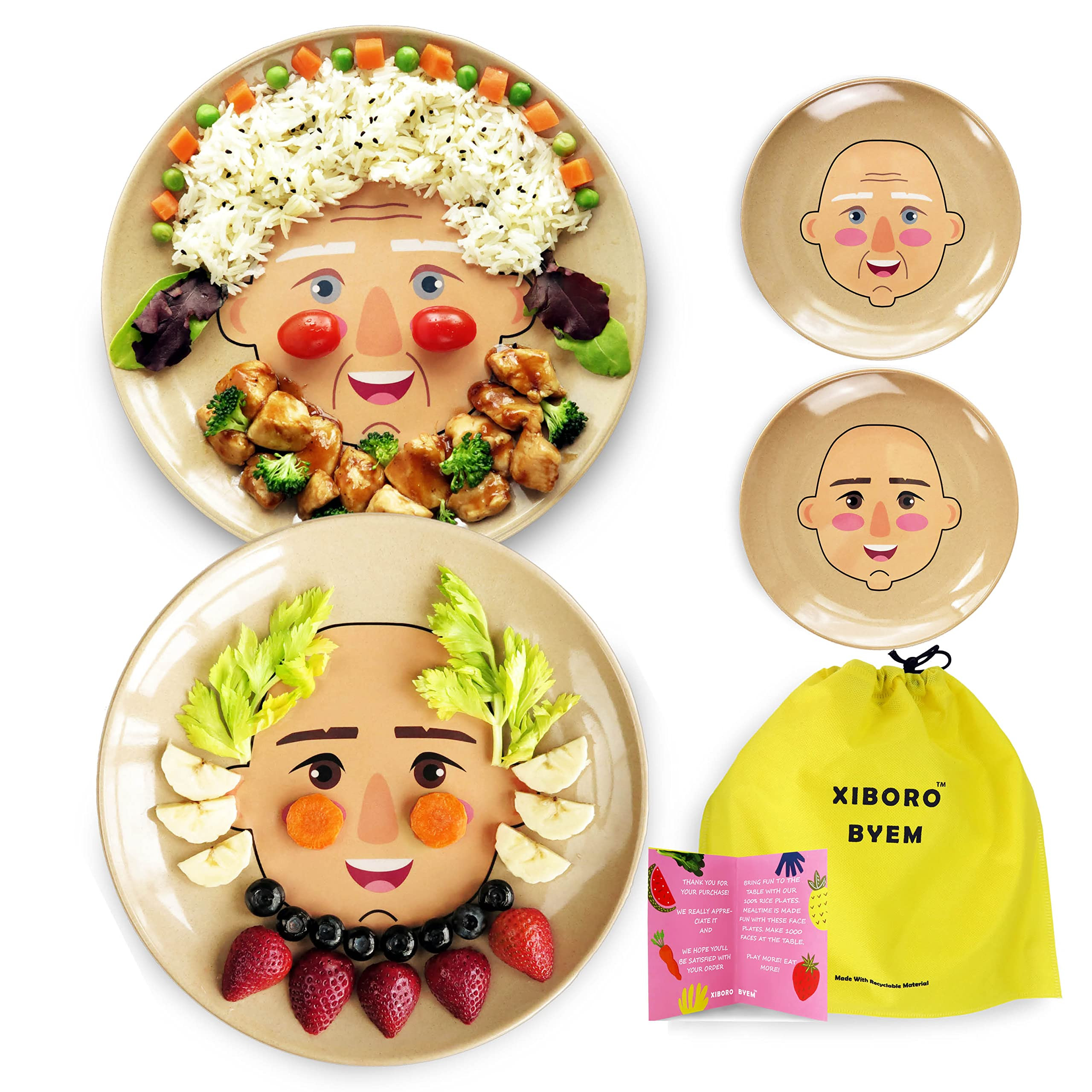 XIBORO BYEM Make A Face Plate For Kids (Plates x 2) Canadian Design Picky Eater Plates Unbreakabl... | Amazon (US)