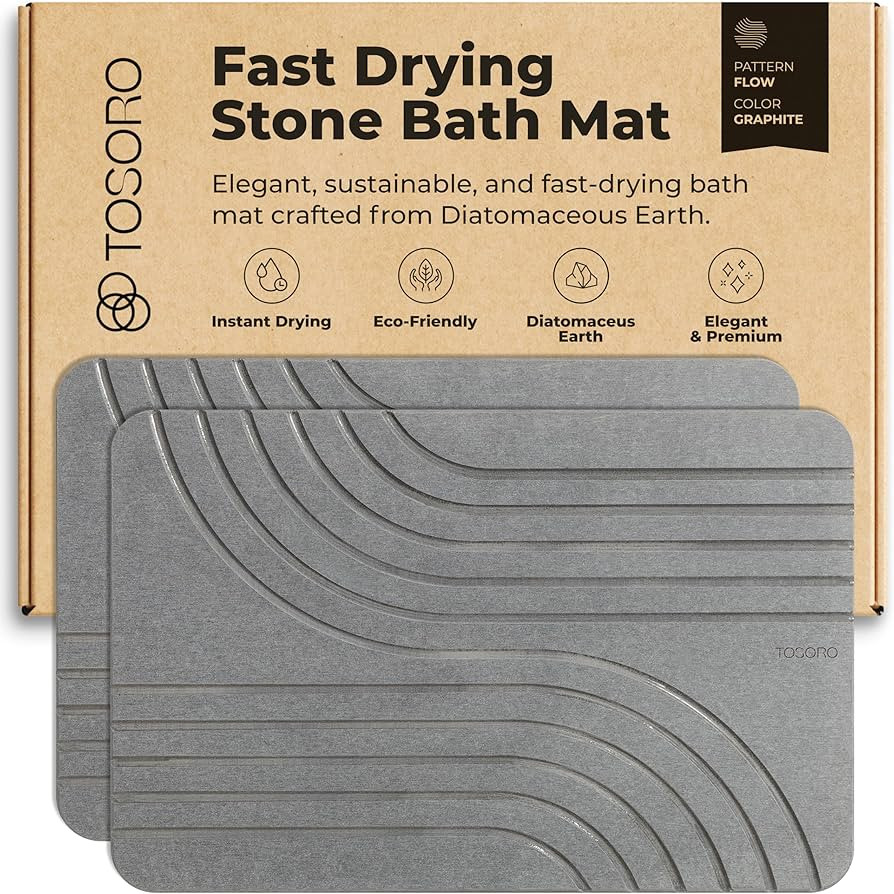 Stone Bath Mat, Diatomaceous Earth Non-Slip Stone Shower Mat - Quick Drying Absorbent Bath Mats f... | Amazon (US)