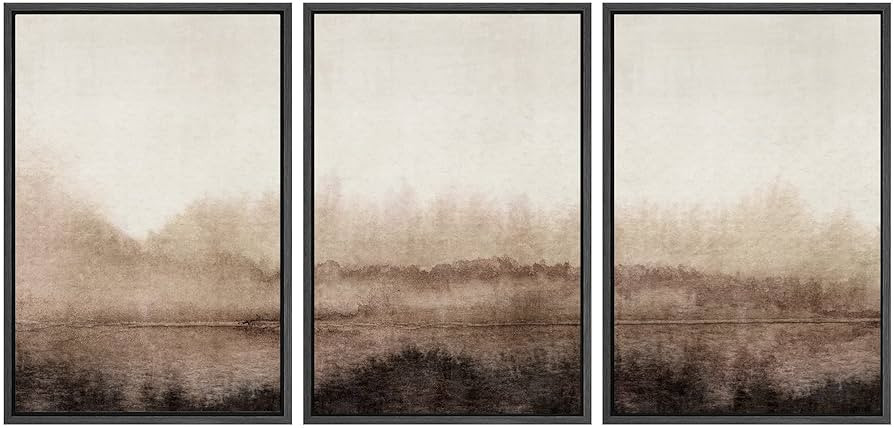 SIGNWIN Framed Canvas Print Wall Art Set Pastel Watercolor Brown Landscape Nature Wilderness Illu... | Amazon (US)