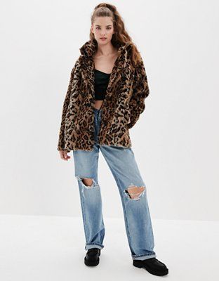 AE Leopard Faux Fur Coat | American Eagle Outfitters (US & CA)
