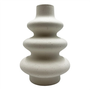 Bergamo Art 8 Inch Tall Beige Ceramic Vase in Beige | Homesquare