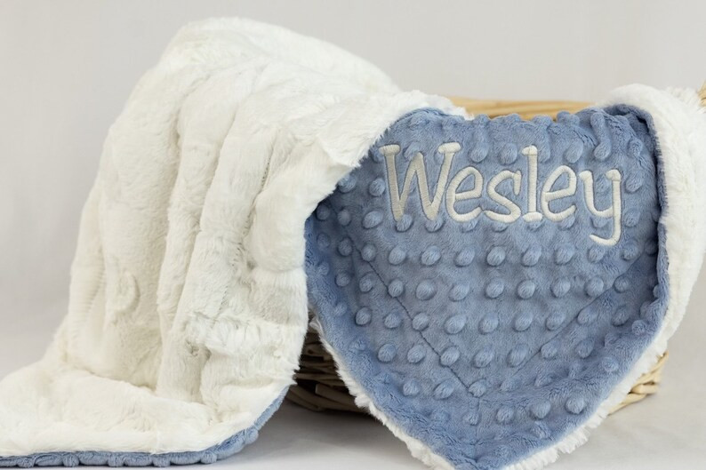Personalized Neutral Baby Blanket Luxury Minky & Minky Dot Blanket You Choose Colors for EACH Sid... | Etsy (US)