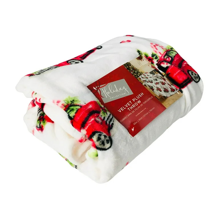 Serafina Home Christmas Holiday Throw Blanket: Country Rustic Red Truck with Old Fashion Sugar Co... | Walmart (US)