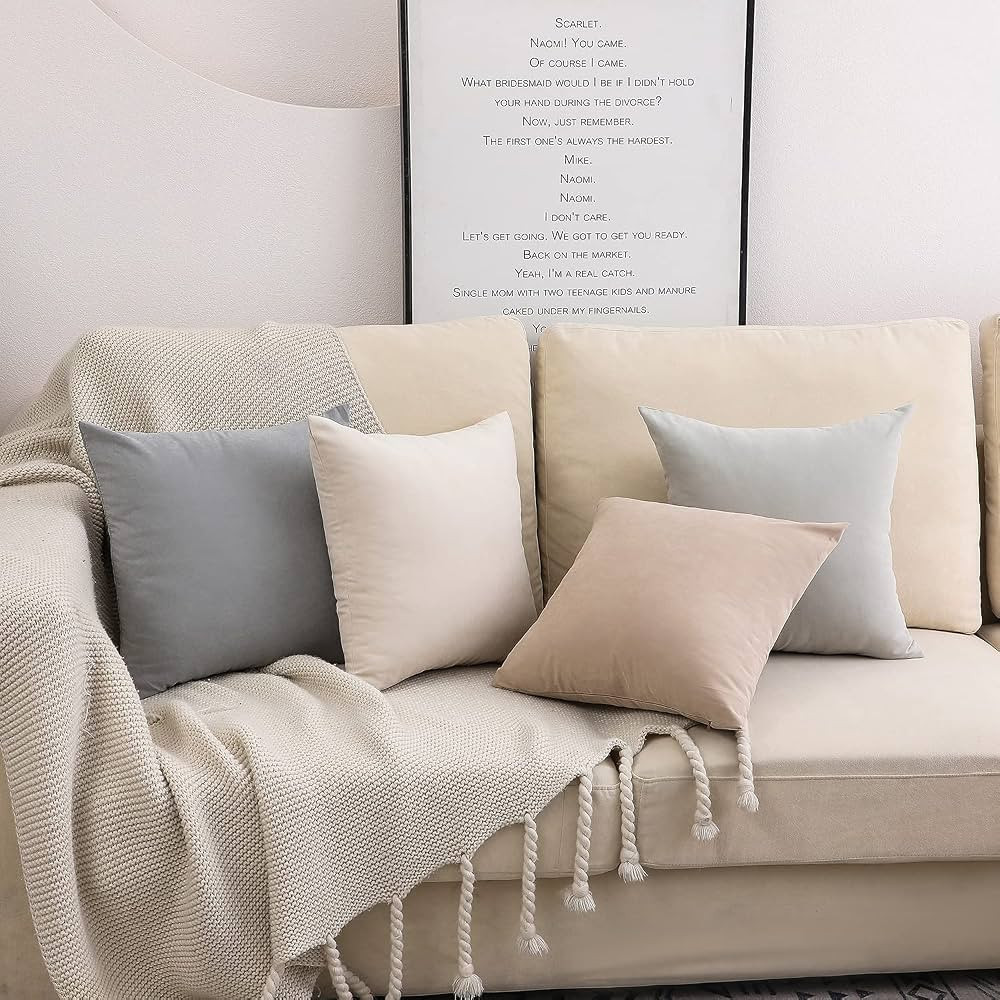 WEMEON Neutral Pillow Covers 18x18in Set of 4,Solid Color Pillows Soft Decorative Square Couch Pi... | Amazon (US)