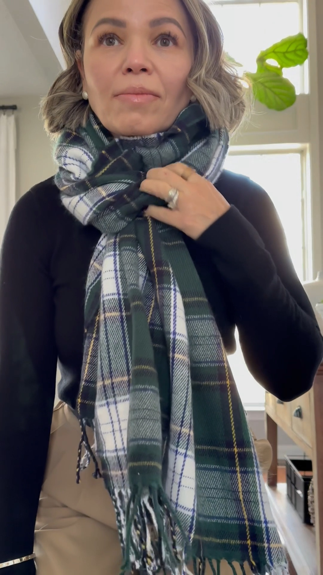 Winter outfit
Black cashmere sweater paired with camel trousers, booties,long wool coat, cozy warm green plaid scarf, beanie, gloves and suede bag!🖤🤍❄️🌲✨

#LTKGiftGuide #LTKgrwm #LTKHoliday