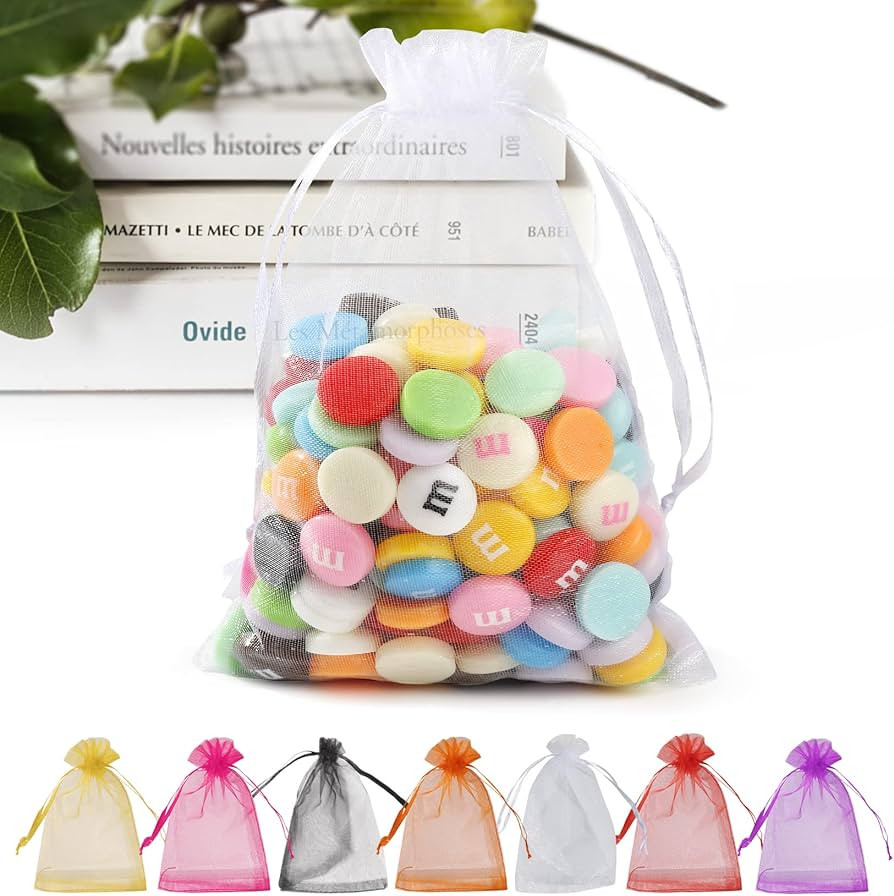 ANZNKU 50 Pack White Organza Bags 5 x 7 Inch, Small Mesh Gift Bags Drawstring for Wedding Favors,... | Amazon (US)